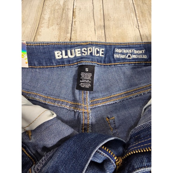 BlueSpice Womens High Waist Distressed Denim Shorts Blue Size 5 New - Picture 5 of 11